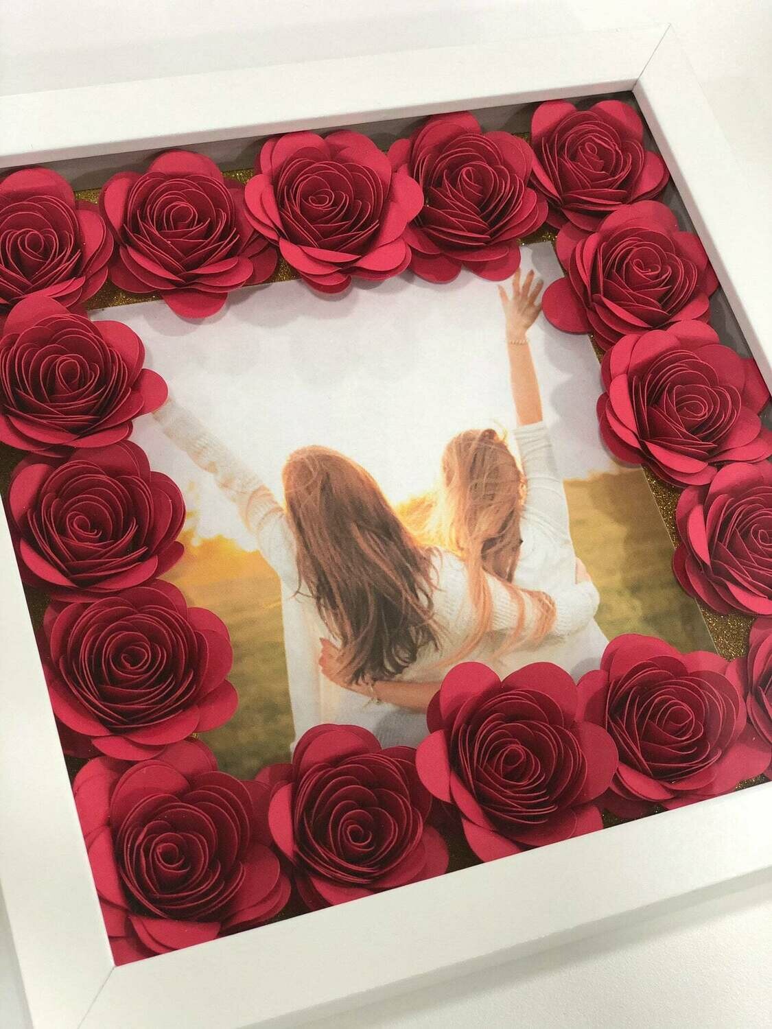 Customizable Shadow Box Paper Flower Anniversary Gift Mothers Day mom birthday gift best friend gift Love frame
