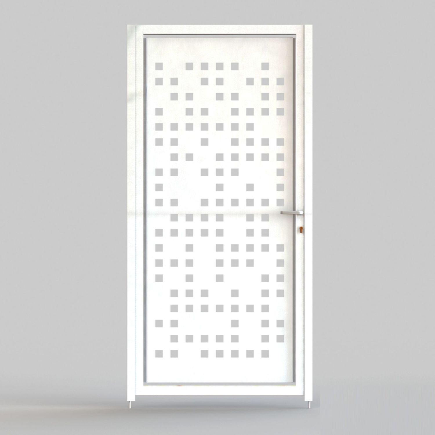 Puerta Peatonal Independiente Modelo BARCELONA, COLORES DISPONIBLES: Blanco (RAL 9016), MEDIDAS DISPONIBLES: 1 metro de ANCHO x 1 metro de ALTO