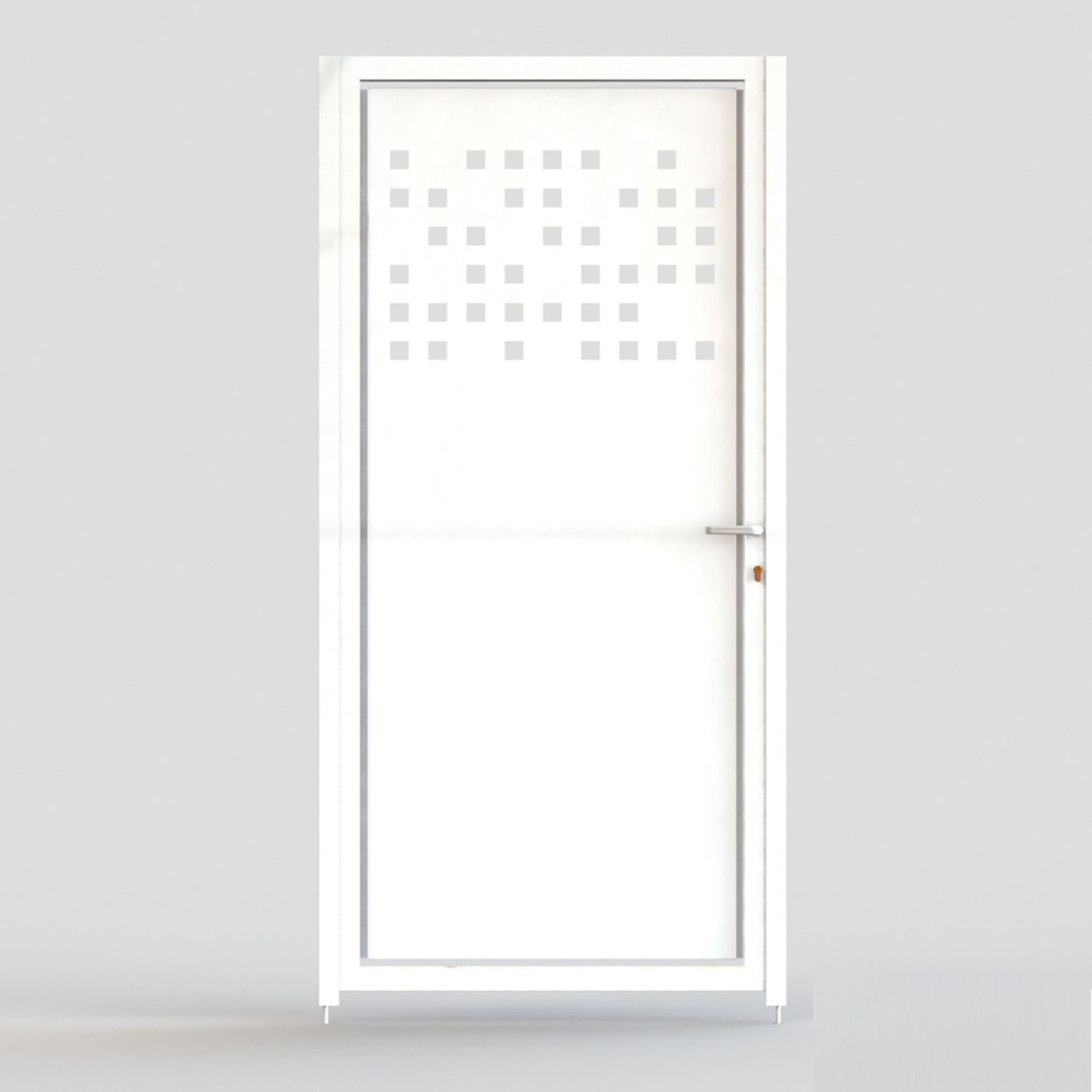 Puerta Peatonal Independiente Modelo BARCELONA NORTE, COLORES DISPONIBLES: Blanco (RAL 9016), MEDIDAS DISPONIBLES: 1 metro de ANCHO x 1 metro de ALTO