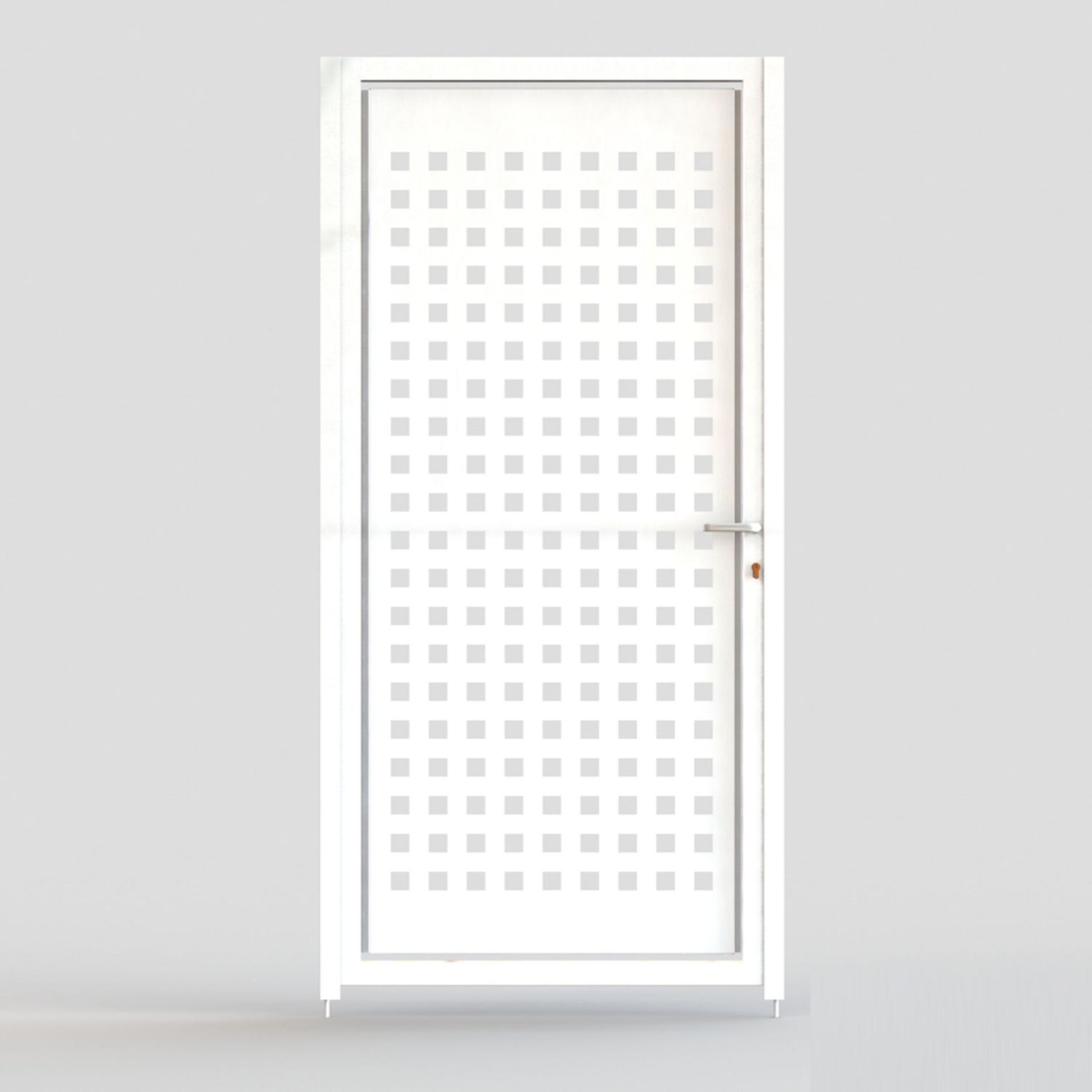 Puerta Peatonal Independiente Modelo MADRID, COLORES DISPONIBLES: Blanco (RAL 9016), MEDIDAS DISPONIBLES: 1 metro de ANCHO x 1 metro de ALTO