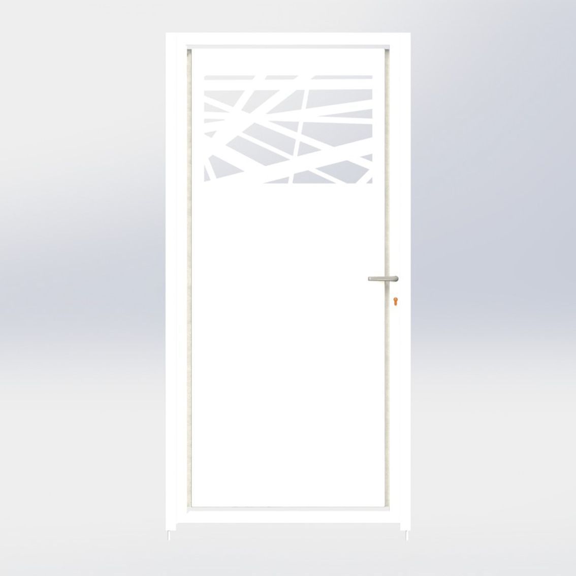 Puerta Peatonal Independiente Modelo MENORCA, COLORES DISPONIBLES: Blanco (RAL 9016), MEDIDAS DISPONIBLES: 1 metro de ANCHO x 1 metro de ALTO