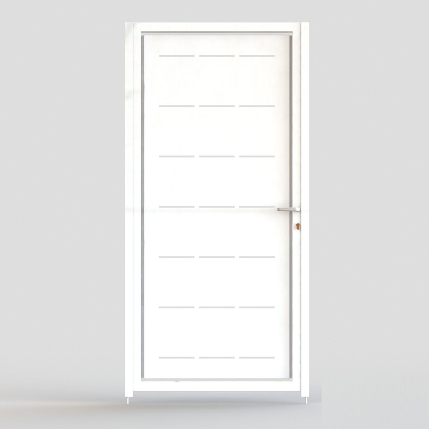 Puerta Peatonal Independiente Modelo VALENCIA, COLORES DISPONIBLES: Blanco (RAL 9016), MEDIDAS DISPONIBLES: 1 metro de ANCHO x 1 metro de ALTO