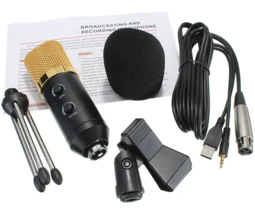 Professional USB Condenser Microphone With Stand Mount