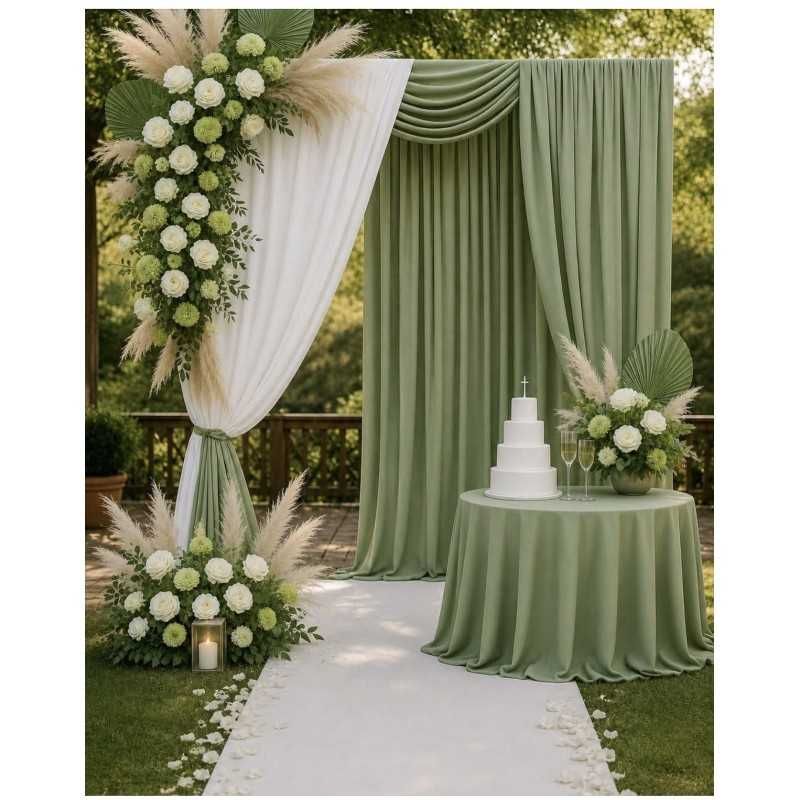 Tissu Voilage drapé vert sauge