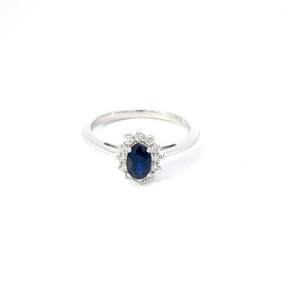 Sapphire And Diamond Ring, Size M