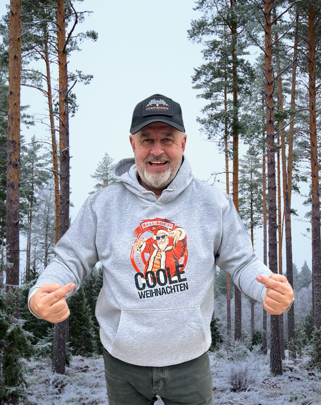 Quad-Bros X-Mas Hoody hellgrau mit Print auf der Brust