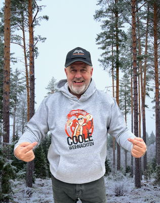 Quad-Bros X-Mas Hoodie hellgrau mit Print auf der Brust