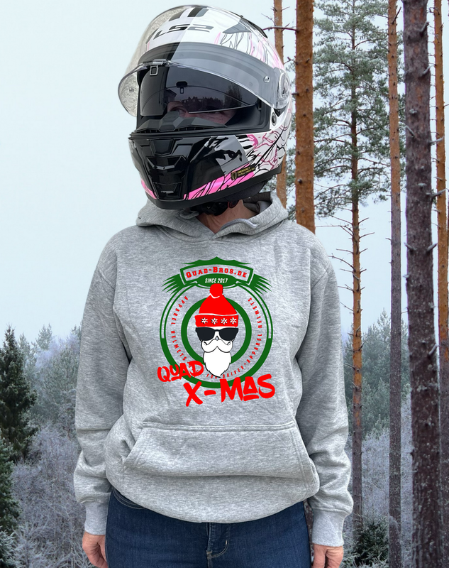 Quad-Sister X-Mas Hoodie hellgrau mit Print auf der Brust