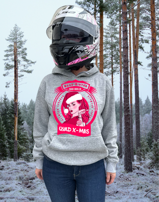 Quad-Sister X-Mas Hoodie hellgrau mit Print auf der Brust
