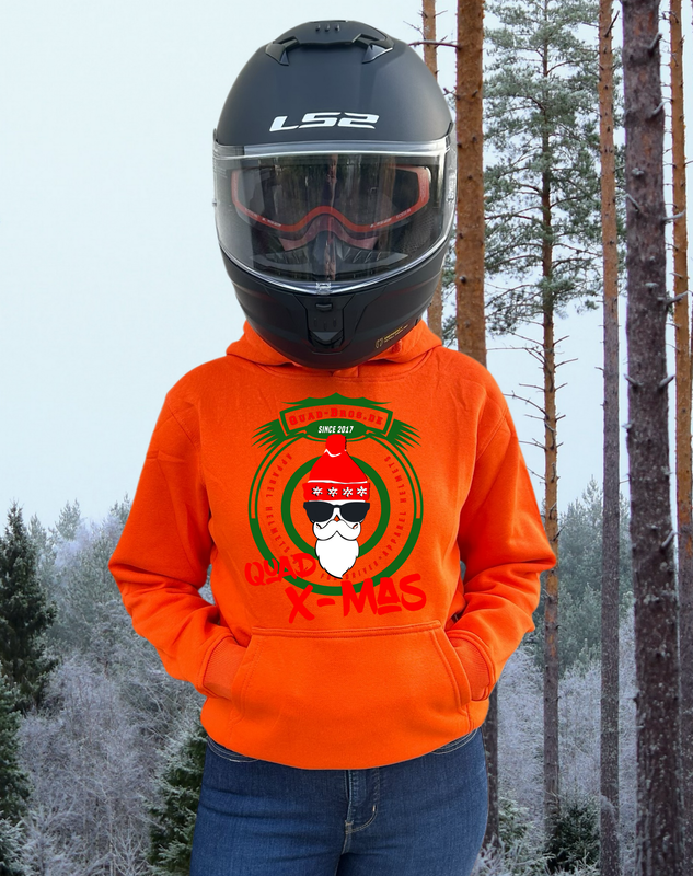Quad-Sister X-Mas Hoodie orange mit Print auf der Brust