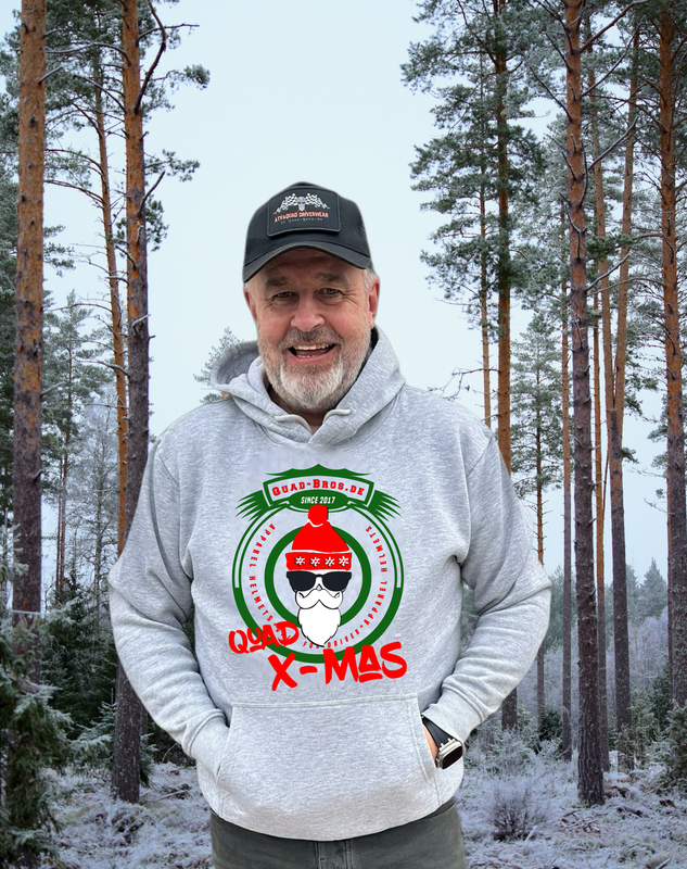 Quad-Bros X-Mas Hoodie hellgrau mit Print auf der Brust