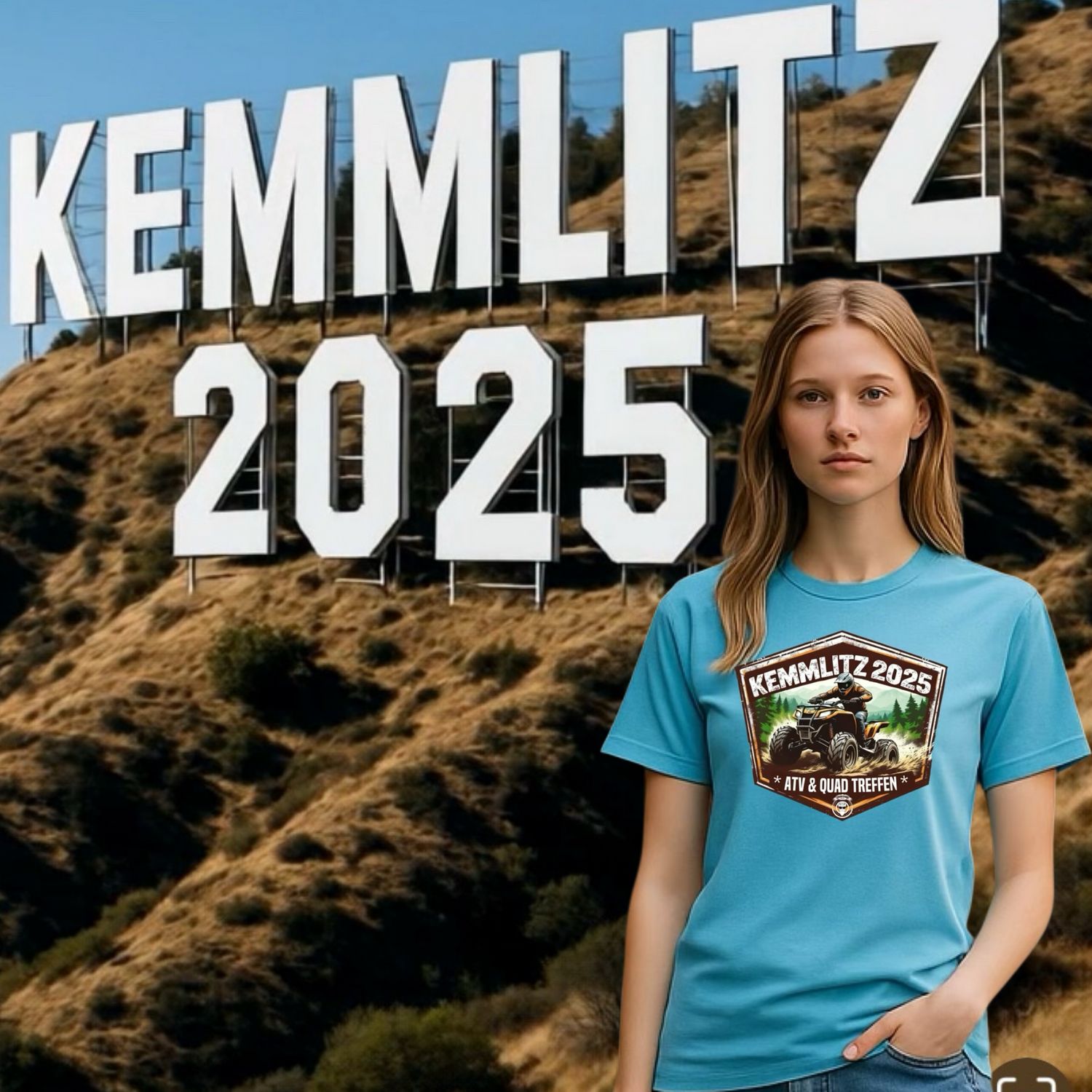 Quad-Bros  T-Shirt "Kemmlitz 2025" hellblau mit Print auf der Brust  Passform unisex