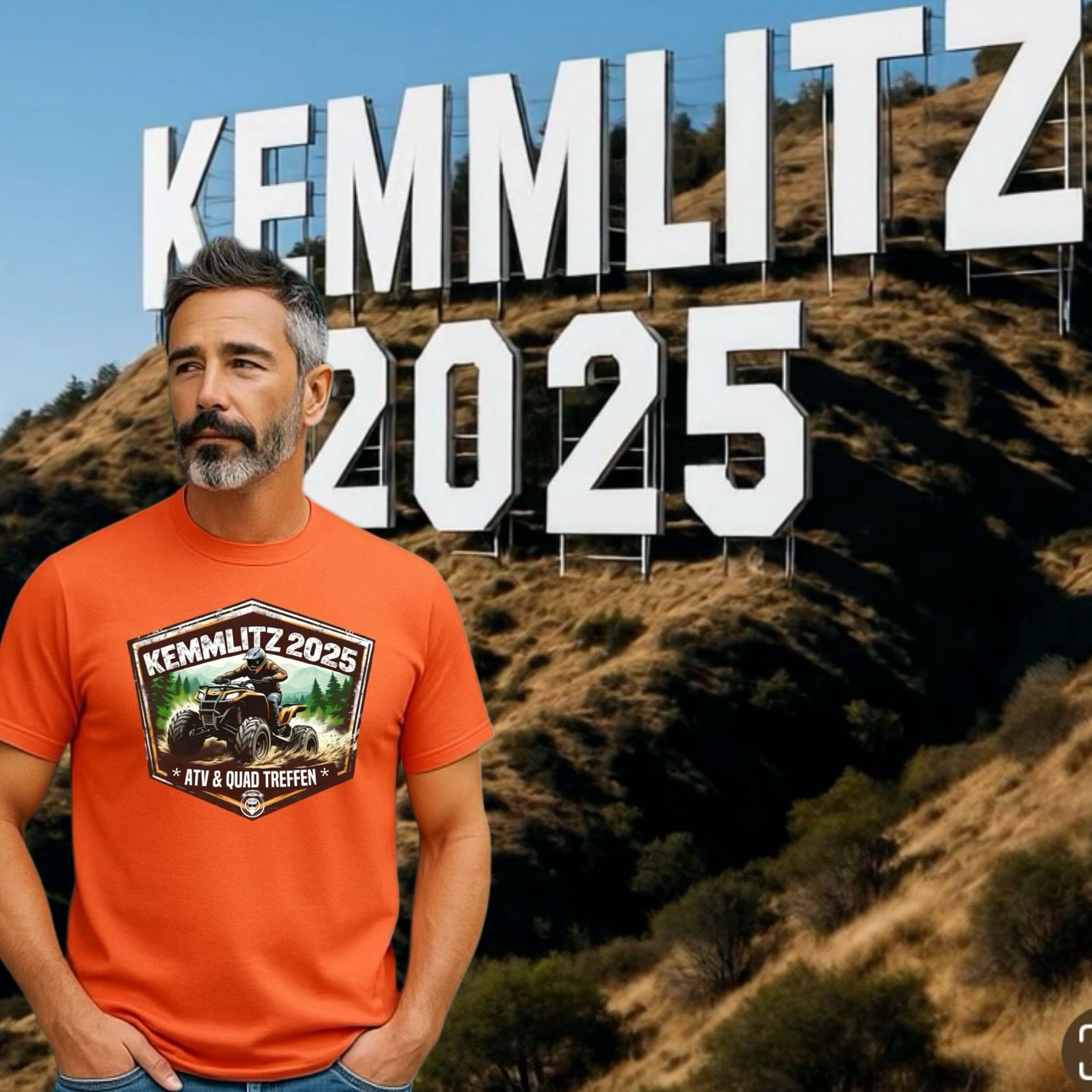 Quad-Bros  T-Shirt "Kemmlitz 2025" orange mit Print auf der Brust  Passform unisex