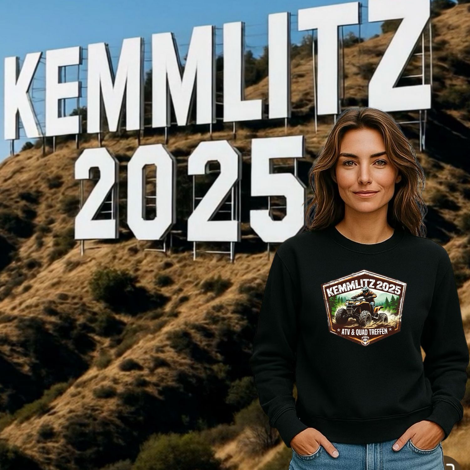 Quad-Bros  Sweatshirt "Kemmlitz 2025" Farbe schwarz mit Print auf der Brust  Passform unisex