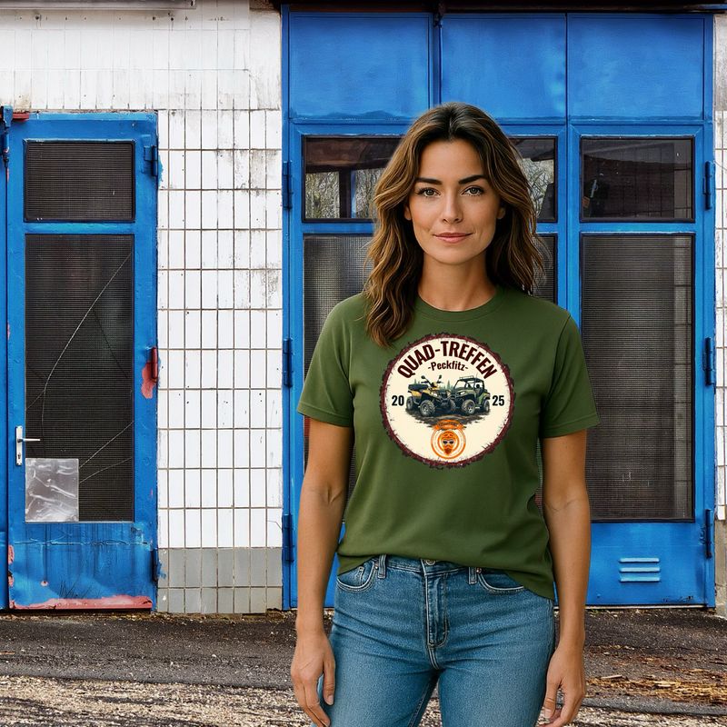 Quad-Bros T-Shirt Quad-Bros T-Shirt "Peckfitz 2025" armygrün mit Print auf der Brust Passform unisex