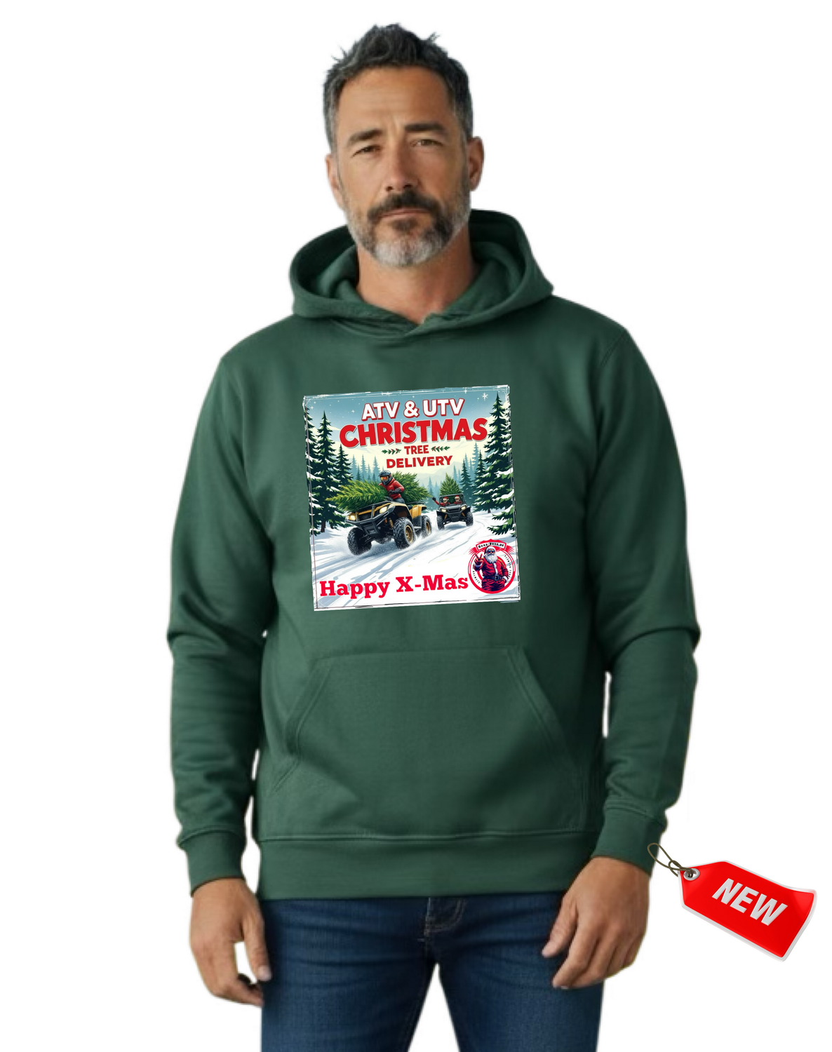 Quad-Bros X-Mas Hoodie grün mit Print auf der Brust
