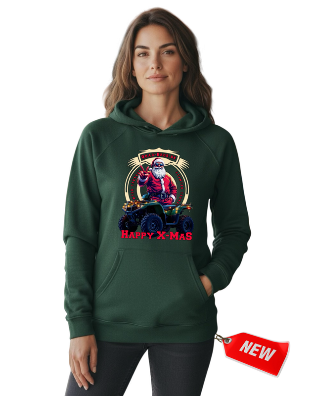 Quad-Bros X-Mas Hoodie grün mit Print auf der Brust