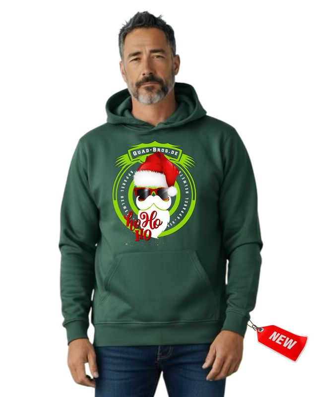 Quad-Bros X-Mas Hoodie grün mit Print auf der Brust