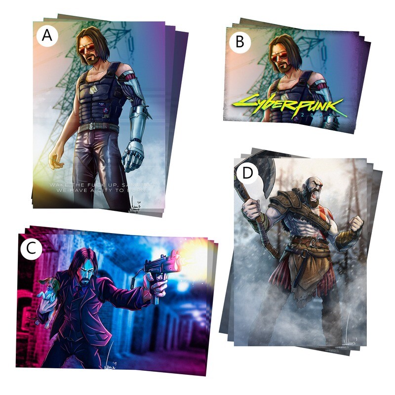 FANARTS:  Cyberpunk, John, Wick, God of War