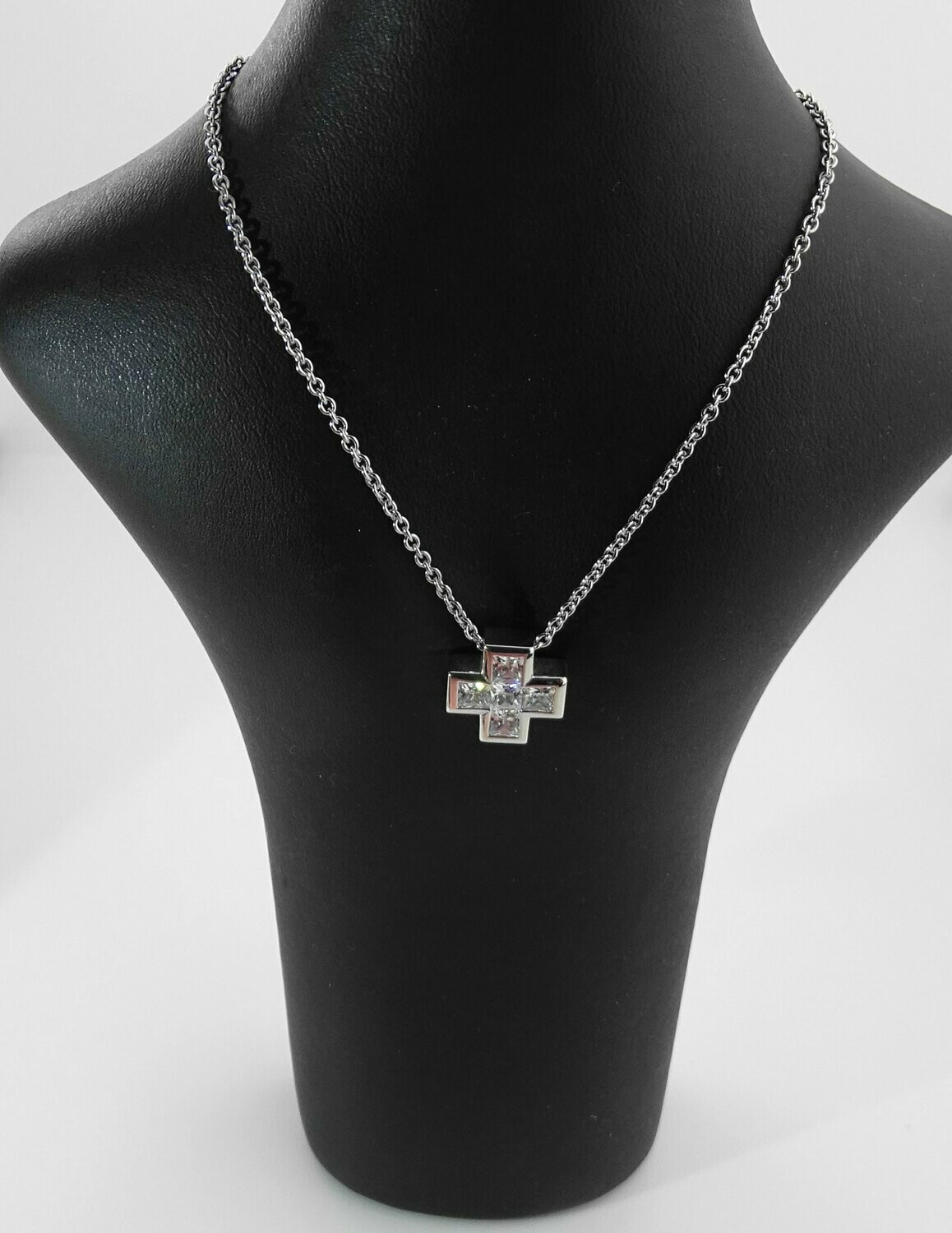 Fossil-Kreuz-Halskette Silber JFS80157040