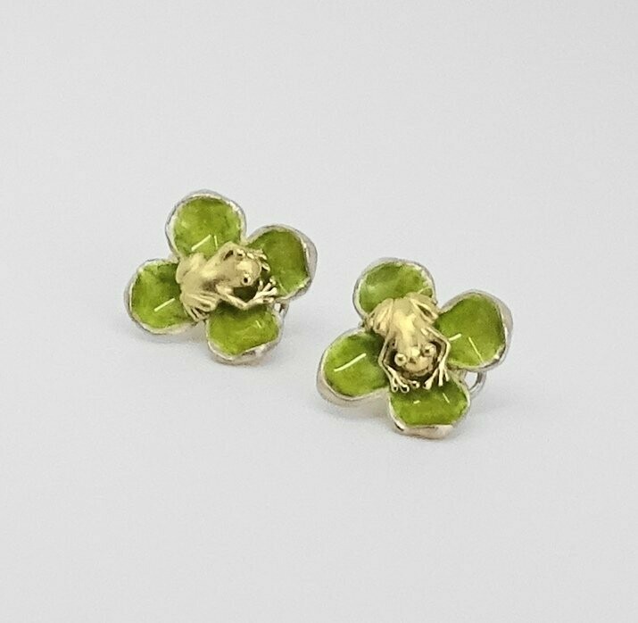 Drachenfels Ohrstecker O4636 Drachenfels Ohrstecker O4636 "Frosch auf Blatt"