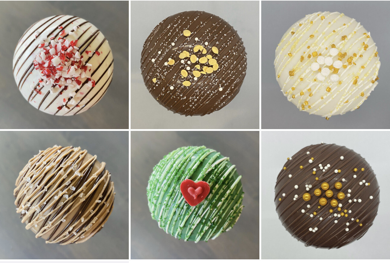 6pc Holiday Hot Cocoa Bombs (7cm Spheres)