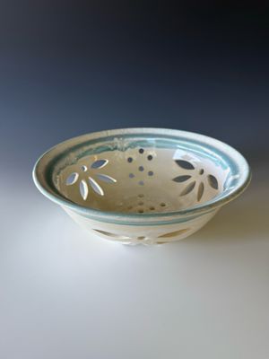 Carved Fruit Bowl or Colander, Medium