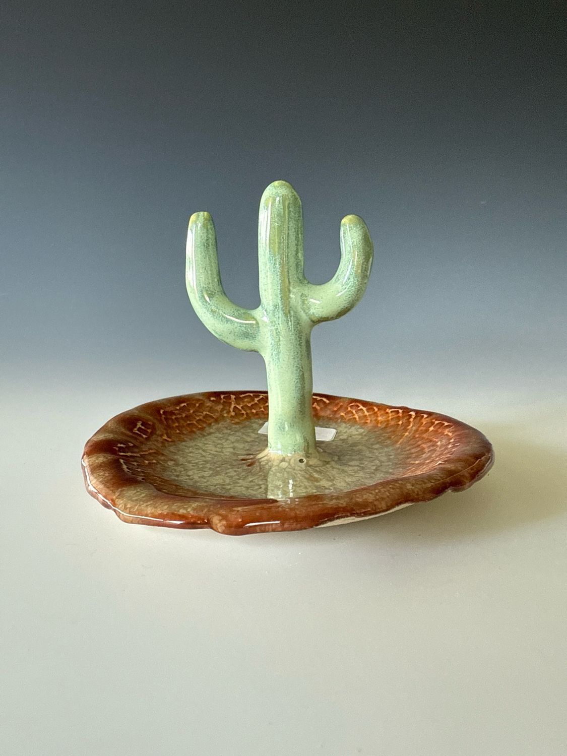 Rustic Cactus Ring Holder