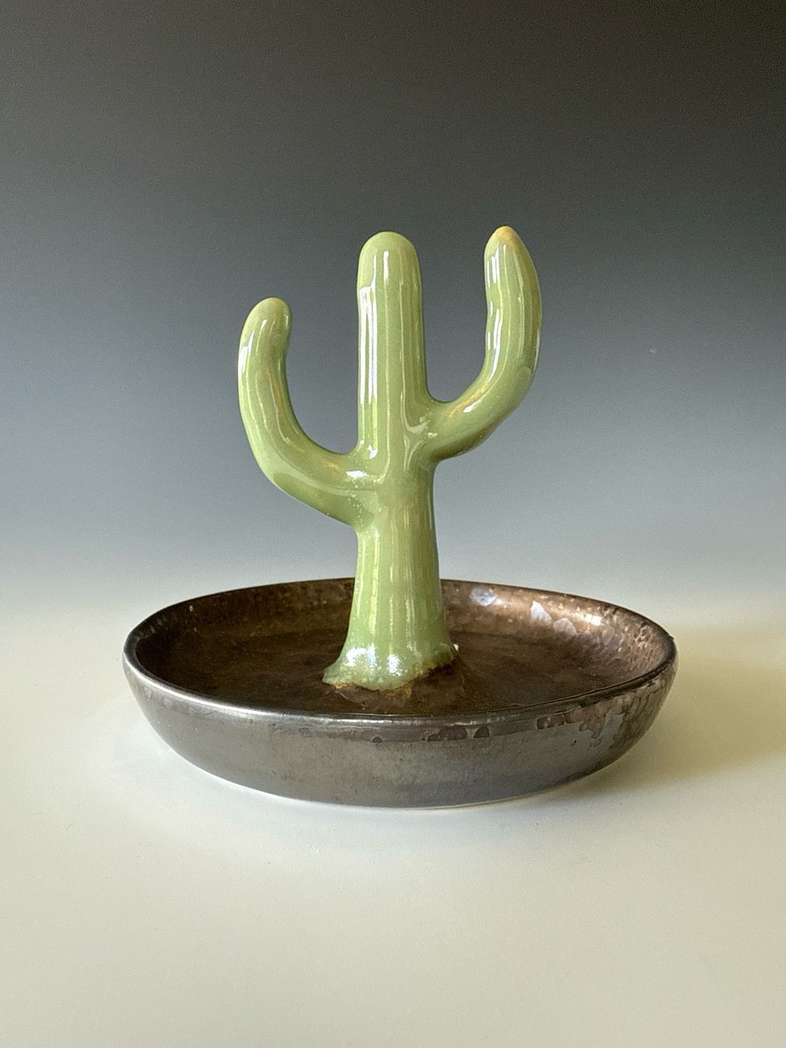 Vintage Gold Cactus Ring Holder