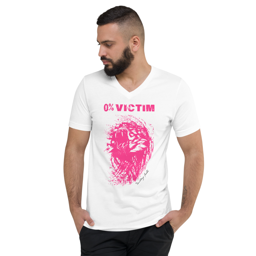 0% VICTIM - Unisex Short Sleeve V-Neck T-Shirt