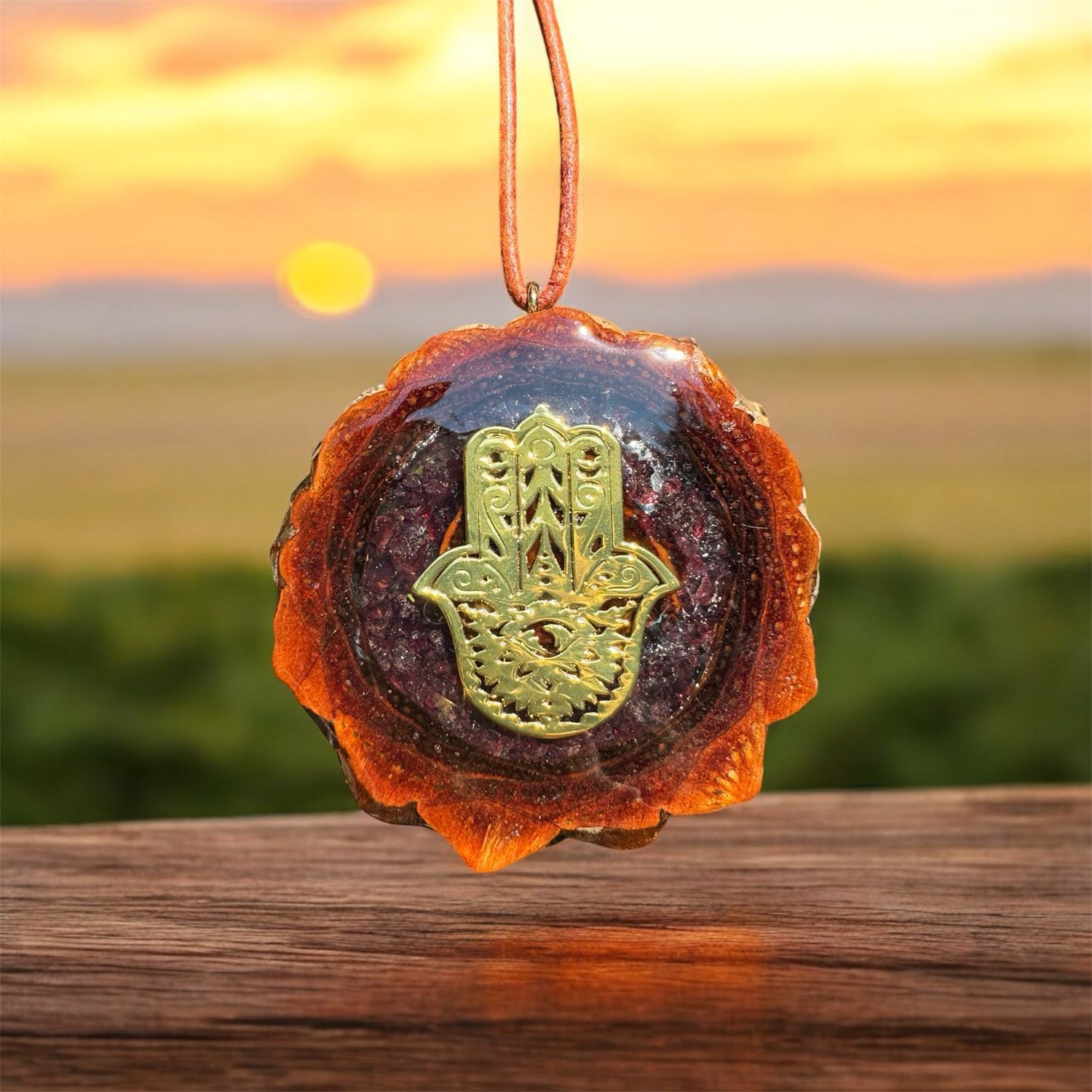Garnet &amp; Moonstone Hamsa Pinecone