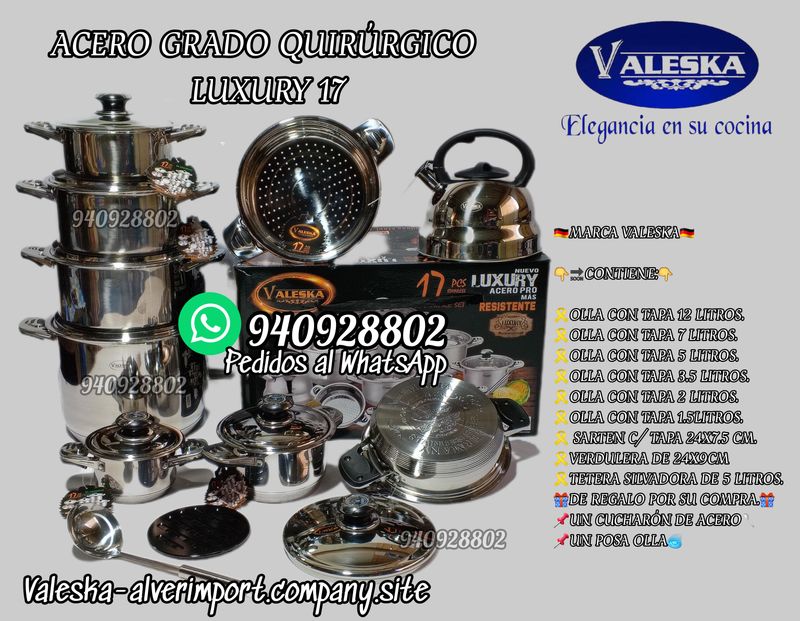 JUEGO DE OLLAS LUXURY, ACERO QUIRÚRGICO