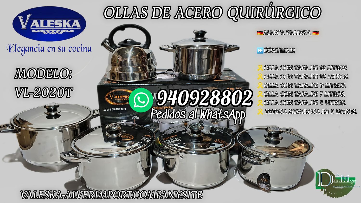 JUEGO DE OLLAS LUXURY, ACERO QUIRÚRGICO