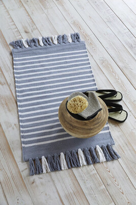 Badmat Gestreept Jeans En Wit 