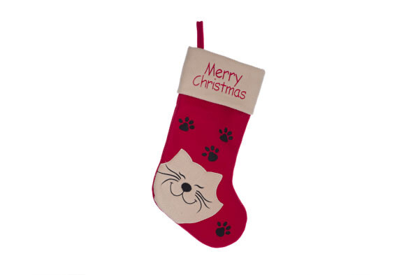 Kerstsok Rood &amp; Wit Cat