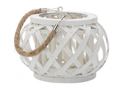 Lantaarn rattan Wit