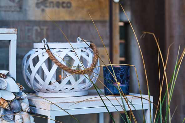 Lantaarn rattan Wit