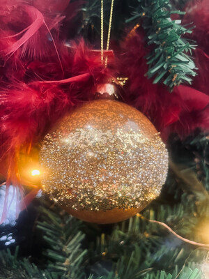 Kerstbal Glitter Oker