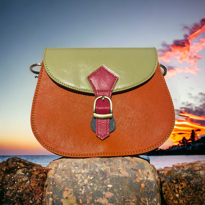 Tasje Jay Leder Icegreen Orange