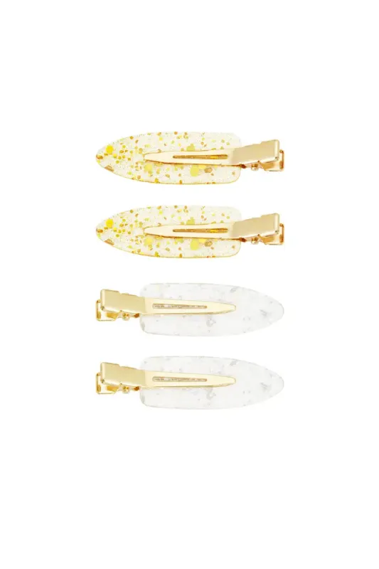 Hair clip box marble - gold silver