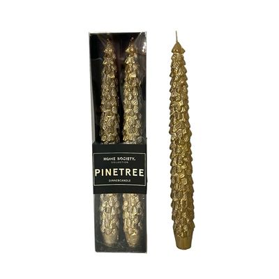 Dinnerkaarsen Pinetree Set Van 2 Gold