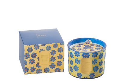 Geurkaars Bloemen Geel/blauw small