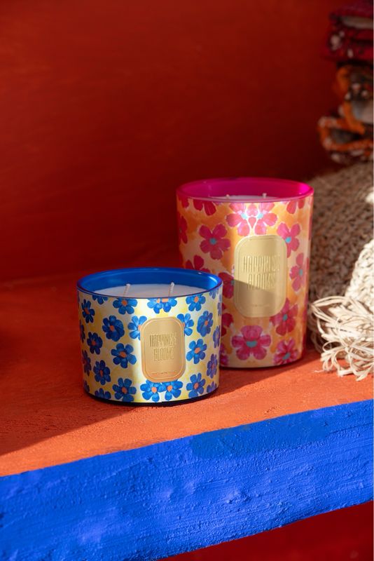 Geurkaars Bloemen Geel/blauw small