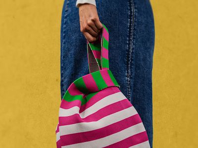 Knitted Knot Bag Horizontal Stripes