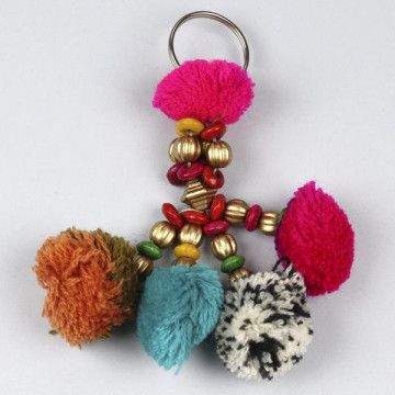 Sleutelhanger Pompom/schelpen