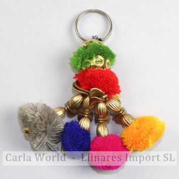 Sleutelhanger Pompom schelpen Geel
