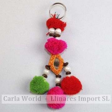 Sleutelhanger pompom met spiegel