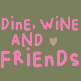 Dine, wine friends, green napkin 33x33
