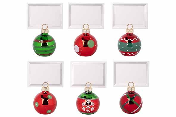 Kaarthouders set xmas ball rood groen