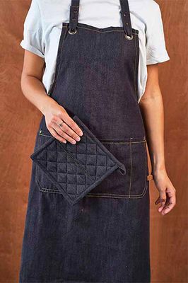 Denim pannenlap vierkant